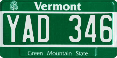 VT license plate YAD346