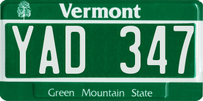 VT license plate YAD347