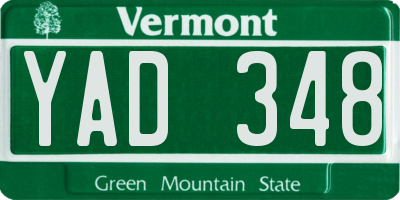 VT license plate YAD348