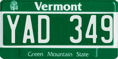 VT license plate YAD349