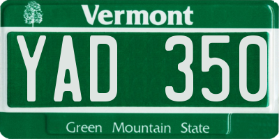 VT license plate YAD350