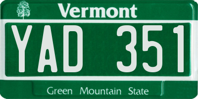VT license plate YAD351