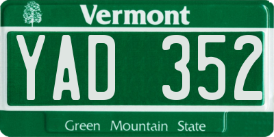 VT license plate YAD352