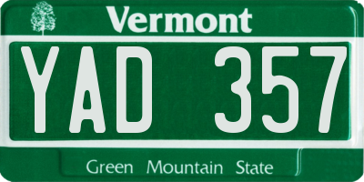 VT license plate YAD357