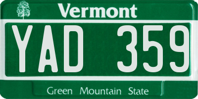 VT license plate YAD359