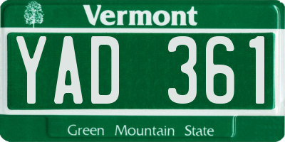 VT license plate YAD361