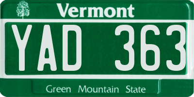 VT license plate YAD363