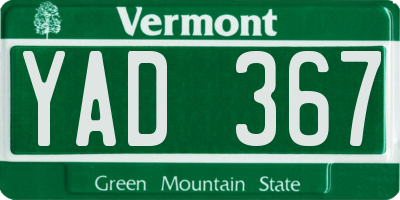 VT license plate YAD367