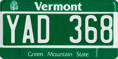 VT license plate YAD368