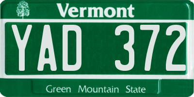 VT license plate YAD372