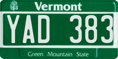 VT license plate YAD383