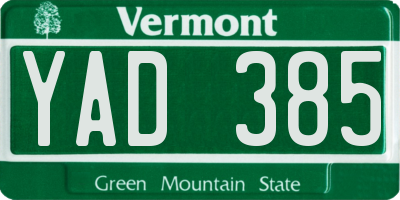 VT license plate YAD385