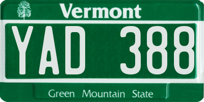 VT license plate YAD388