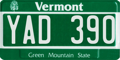 VT license plate YAD390