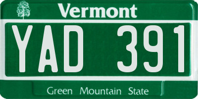 VT license plate YAD391