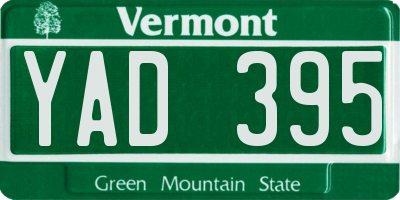 VT license plate YAD395
