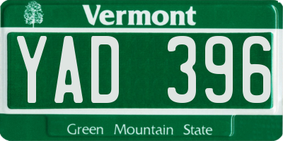VT license plate YAD396