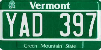 VT license plate YAD397