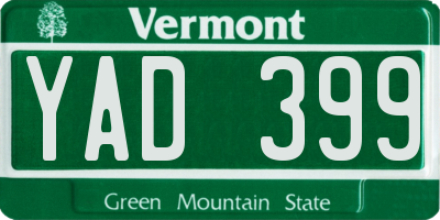 VT license plate YAD399