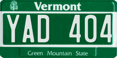 VT license plate YAD404