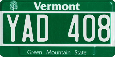 VT license plate YAD408