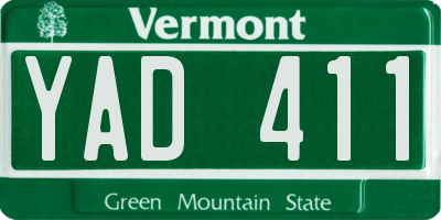 VT license plate YAD411