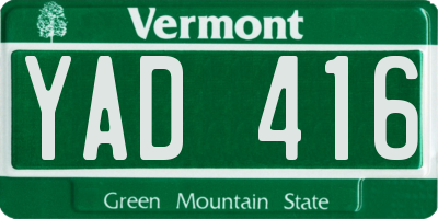 VT license plate YAD416