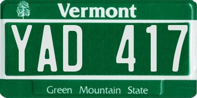 VT license plate YAD417