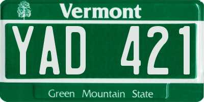 VT license plate YAD421