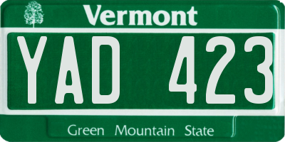 VT license plate YAD423
