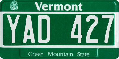 VT license plate YAD427