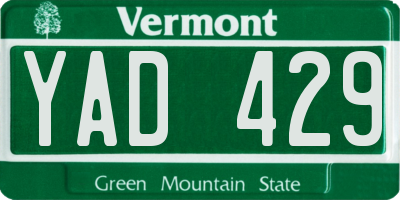 VT license plate YAD429
