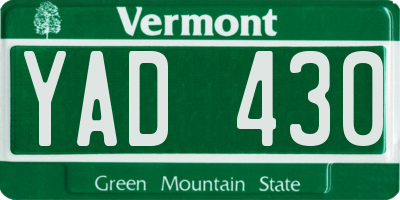 VT license plate YAD430