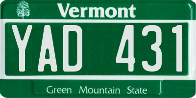 VT license plate YAD431