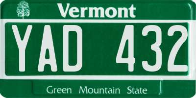VT license plate YAD432