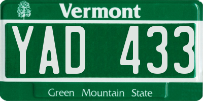 VT license plate YAD433