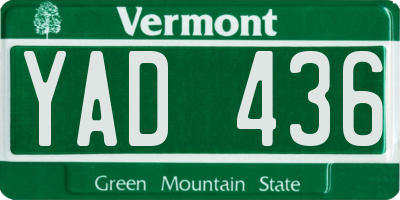 VT license plate YAD436