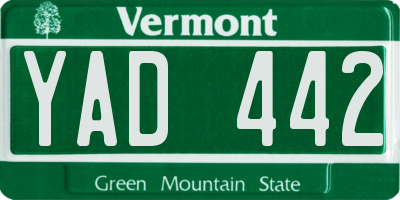 VT license plate YAD442