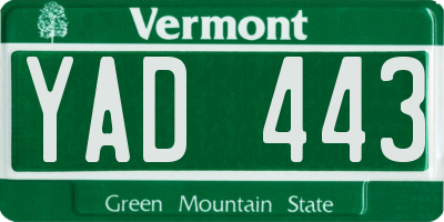 VT license plate YAD443