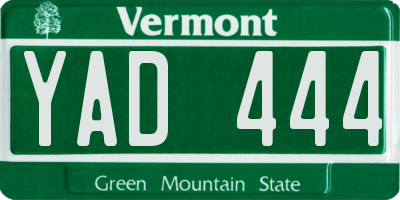 VT license plate YAD444