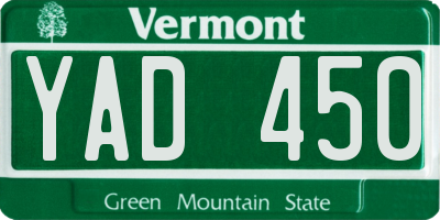VT license plate YAD450