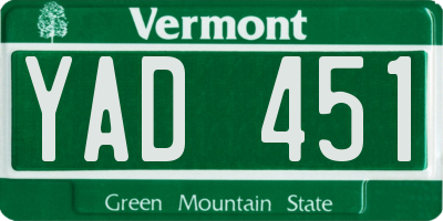 VT license plate YAD451
