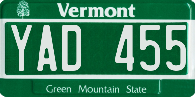 VT license plate YAD455
