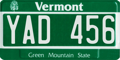 VT license plate YAD456