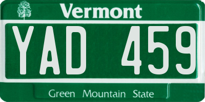 VT license plate YAD459
