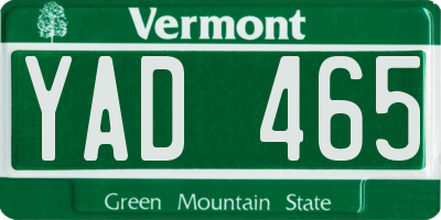VT license plate YAD465