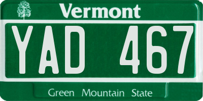 VT license plate YAD467