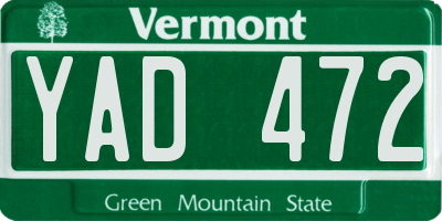 VT license plate YAD472
