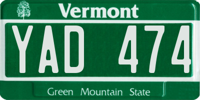 VT license plate YAD474