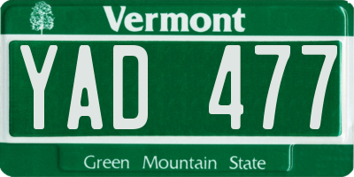 VT license plate YAD477